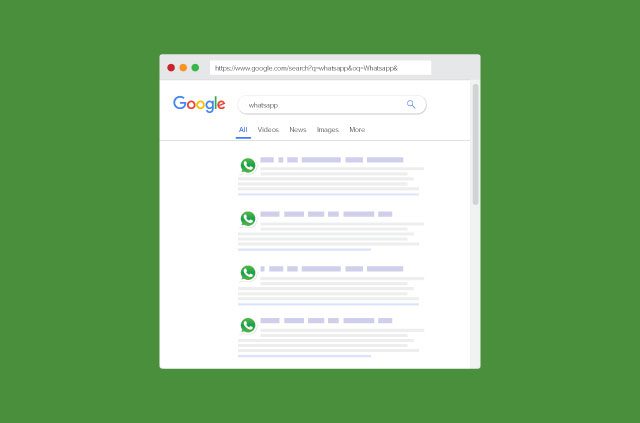 Google search results page with whatsapp icons showing WhatsApp links..