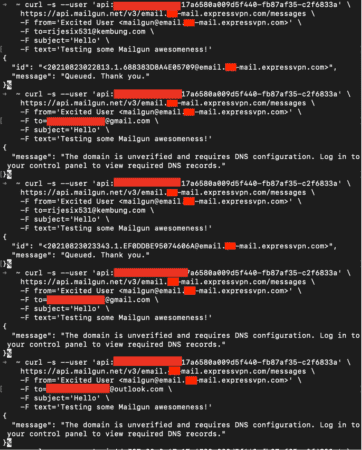 Error received on Mailgun.