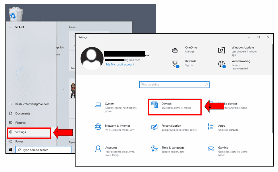 Once Settings Open Click On Devices