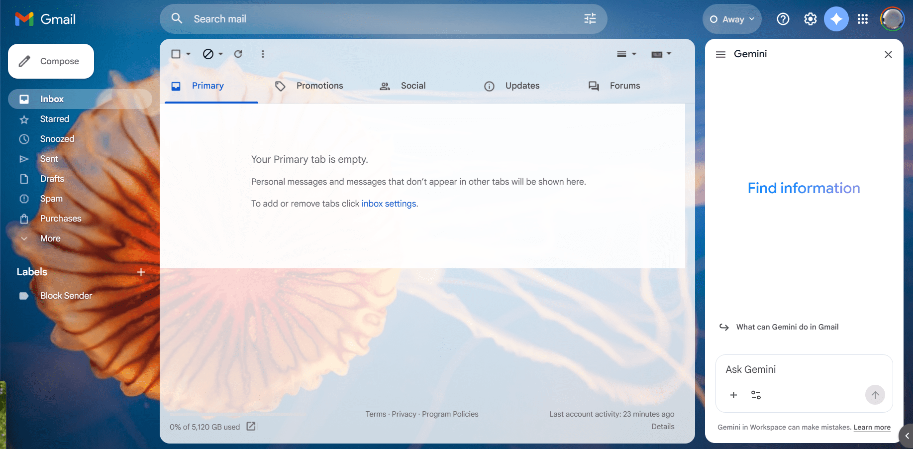 Gemini side panel integrated into Gmail for finding information.