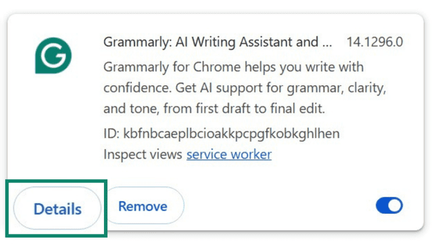 Grammarly browser extension in Chrome.