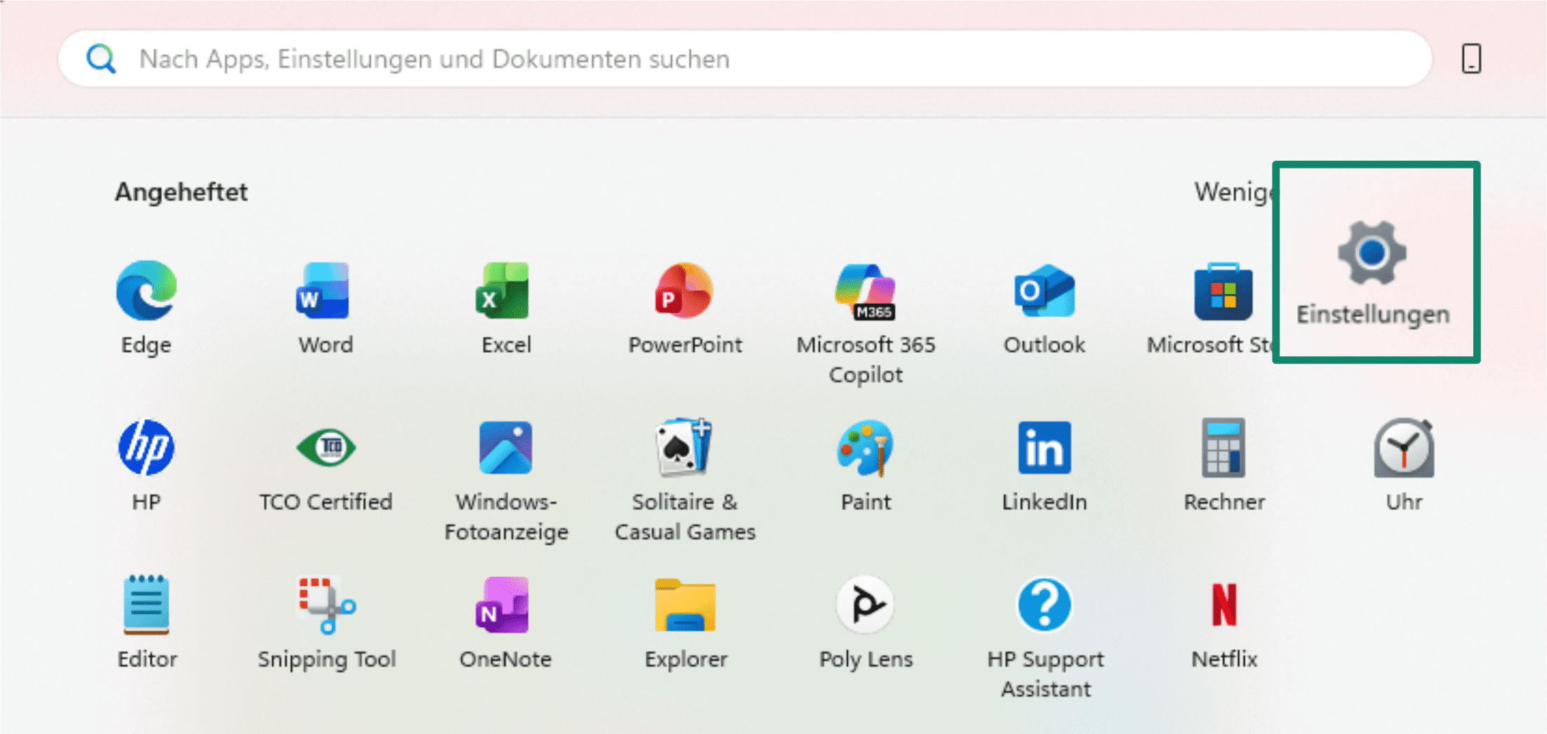Start Settings De