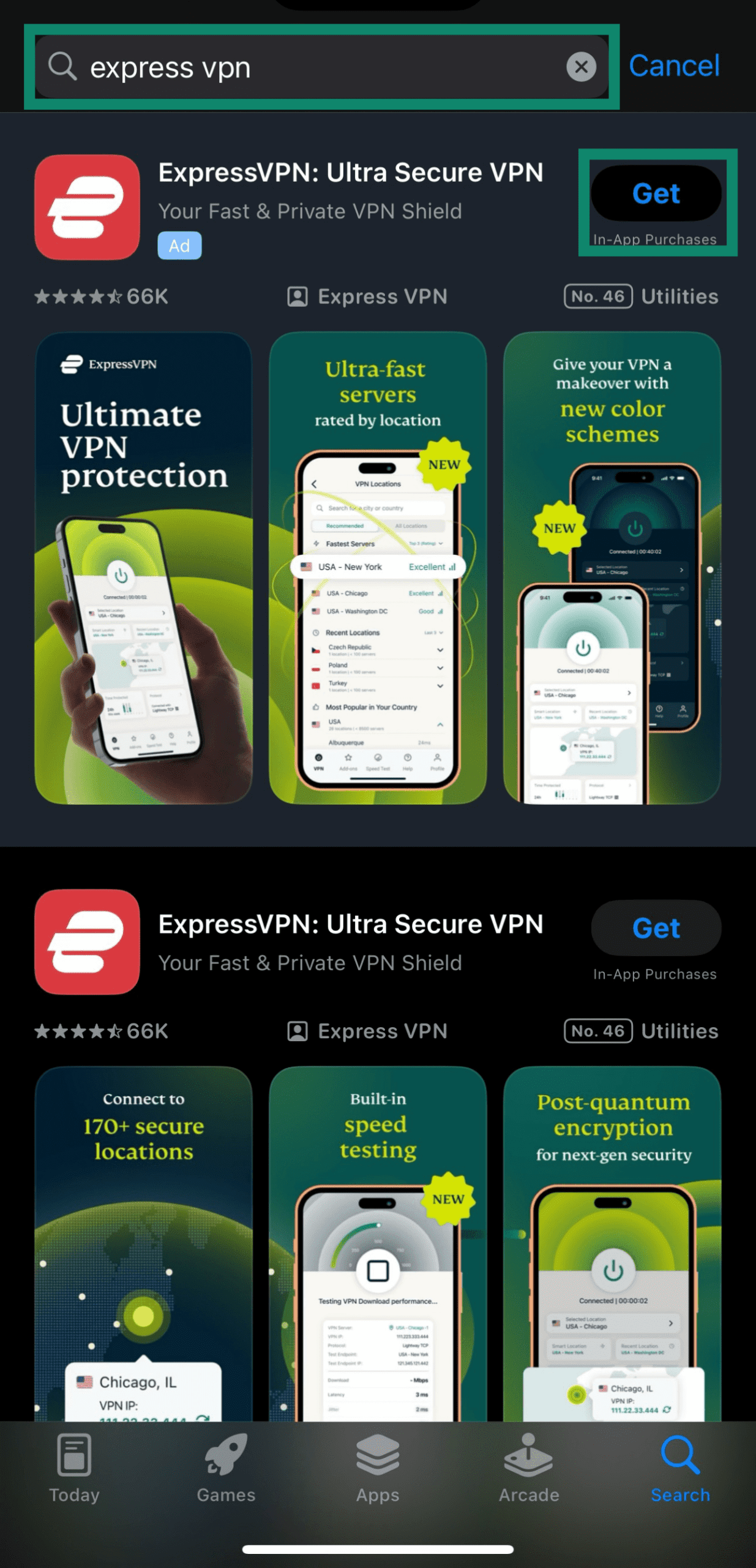 Installing ExpressVPN from Apple App Store