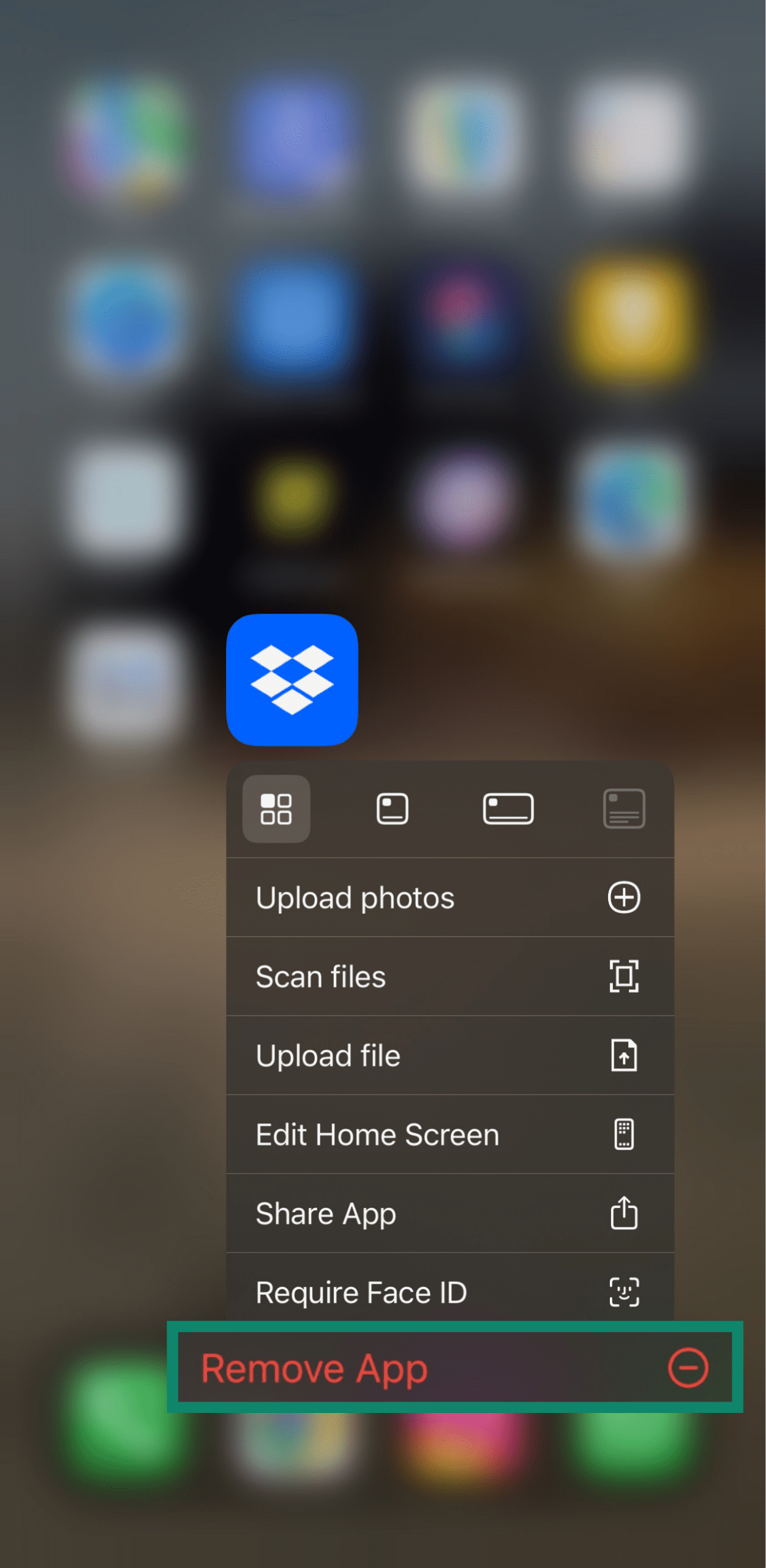 Removing the Dropbox app on iOS.