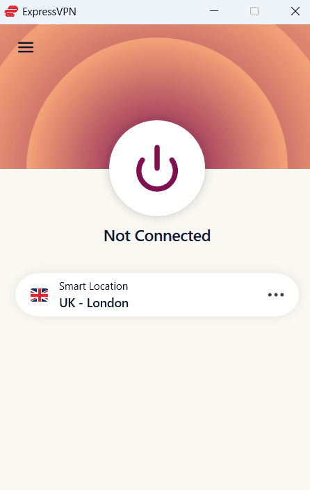 ExpressVPN interface with the Connect button highlighted.