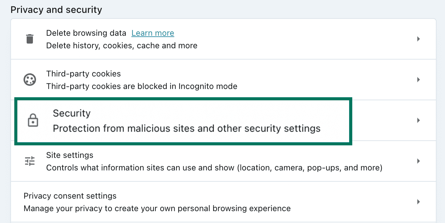 The Opera Security settings.