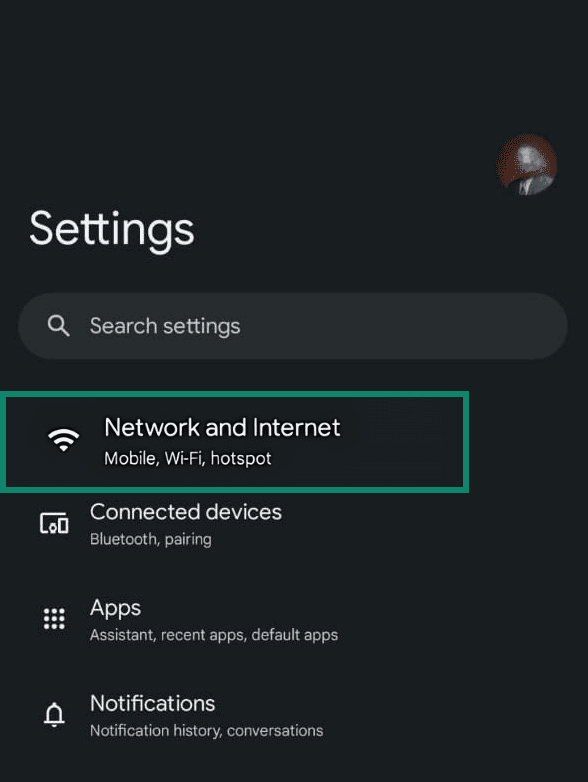 You'll find Android's DNS settings under its network and internet tab.