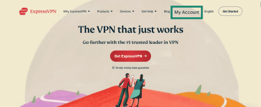 Accès à la page de connexion sur le site officiel d’ExpressVPN.
