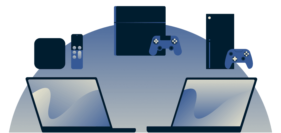 Tietokoneen käyttäminen virtuaalireitittimenä VPN-yhteyden jakamiseen Apple TV:n, PlayStationin ja Xboxin kanssa.