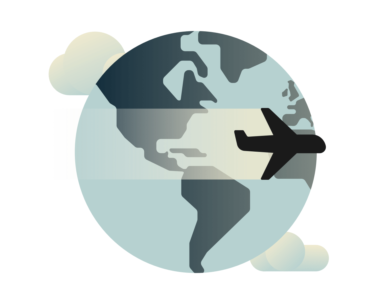 Avión volando sobre el mundo.