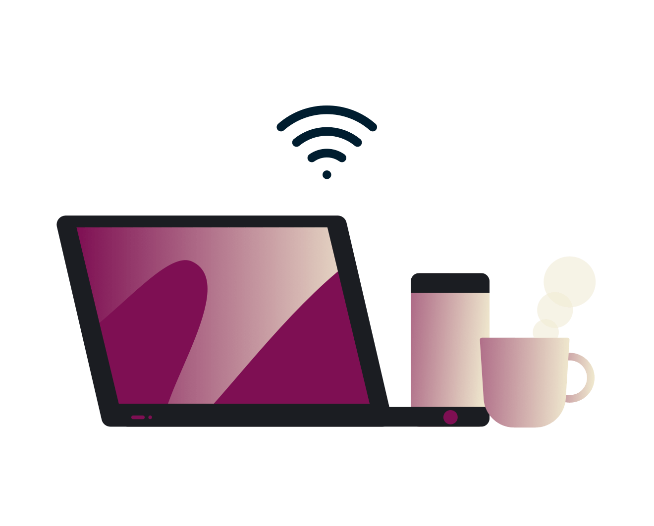 Blijf veilig op publieke wifi: gebruik een laptop in een koffiewinkel.