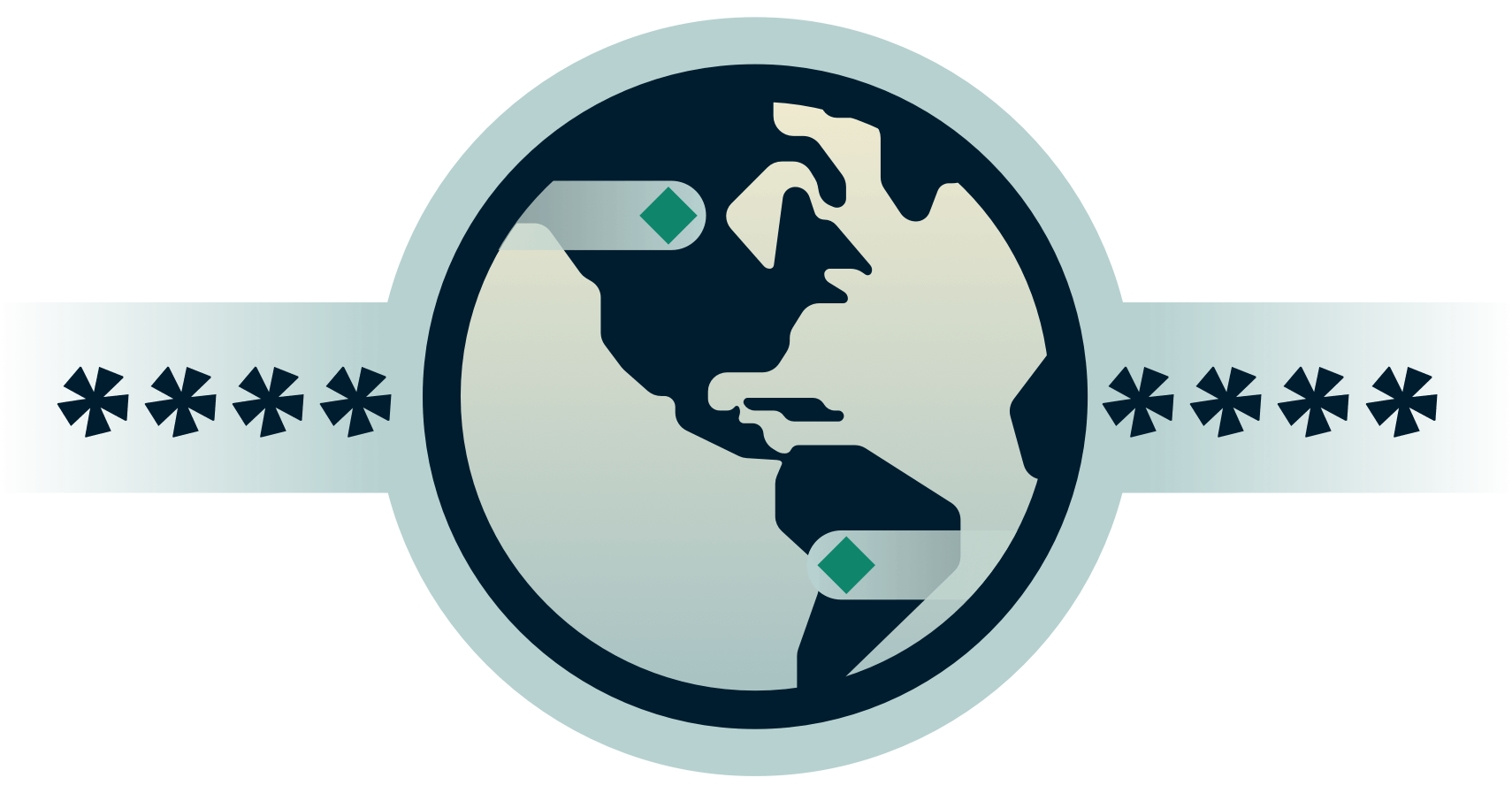 Şifrelenmiş parola arasında yer alan küre.