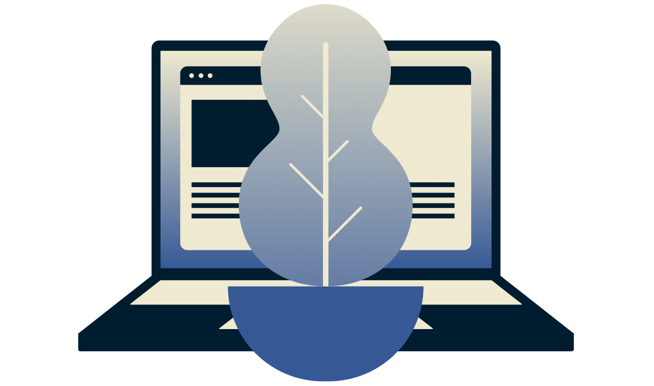 Una planta en su laptop usando ExpressVPN.