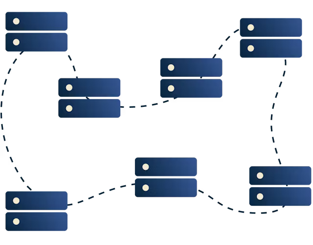 Servere, der er forbundet med hinanden.