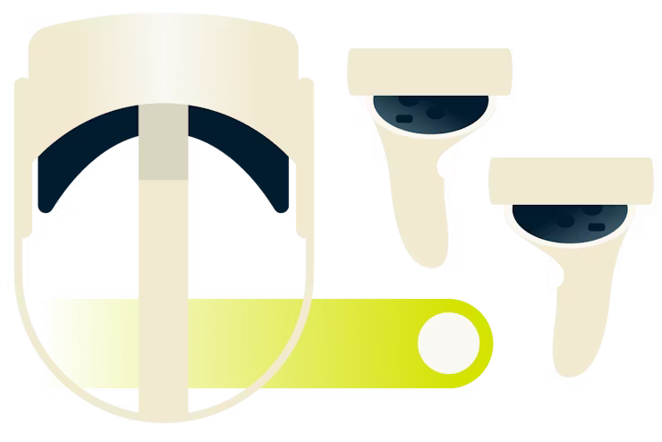 Meta (Oculus) Quest 2 Headset und Controller.