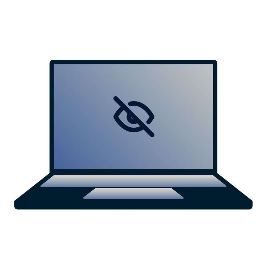 Laptop mit gesperrtem Zugang zu Inhalten und Anwendungen.