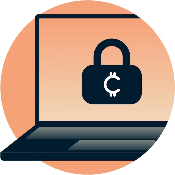 Dizüstü bilgisayar ekranında kripto para kilidi.