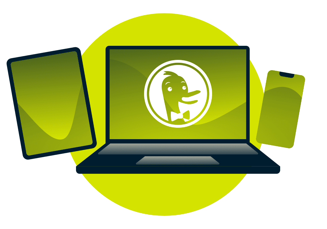 DuckDuckGoロゴのあるデバイス。