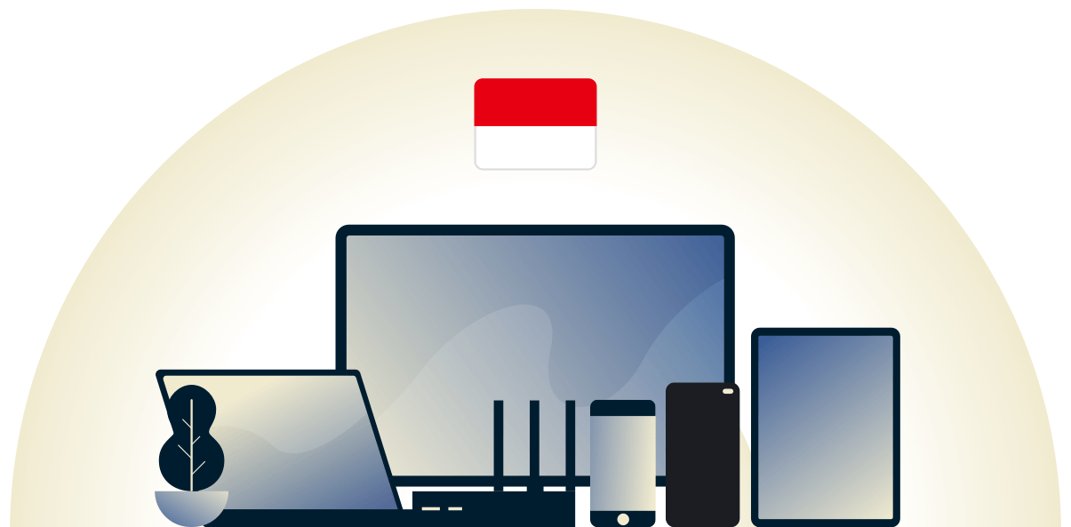 VPN per l'Indonesia che protegge una varietà di dispositivi.