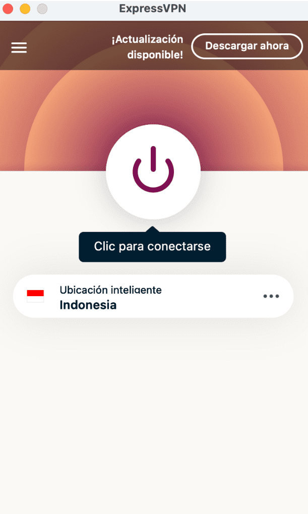 ExpressVPN app window with the Connect button