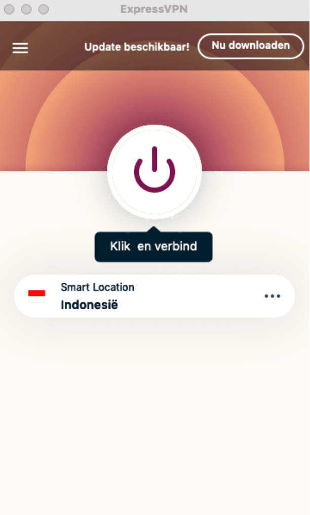 ExpressVPN app window with the Connect button