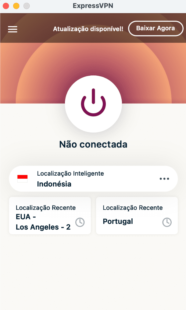 ExpressVPN app window with the Connect button