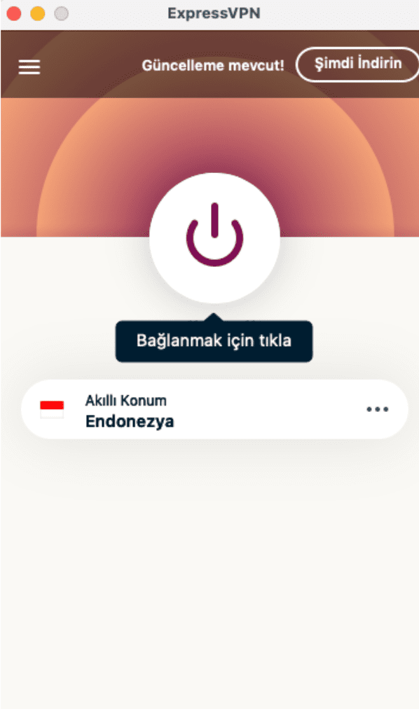 ExpressVPN app window with the Connect button