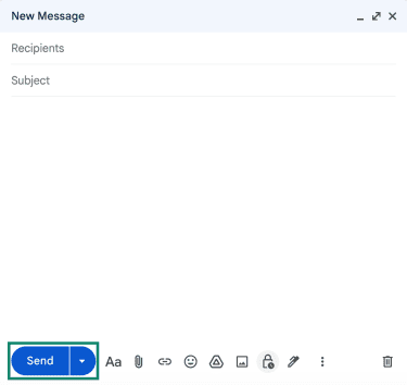 Gmail's compose window, with a highlighted "Send" button.